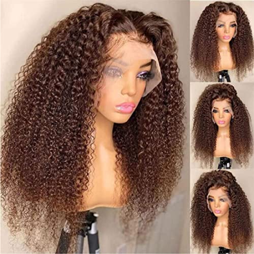 12A Reddish Brown Kinky Curly Lace Front Wigs Human Hair 13x4 HD Transparent Lace Frontal Wigs Copper Red Colored Glueless Wigs Pre Plucked with Baby Hair #33B Color 180% Density 18 Inch - Image 9