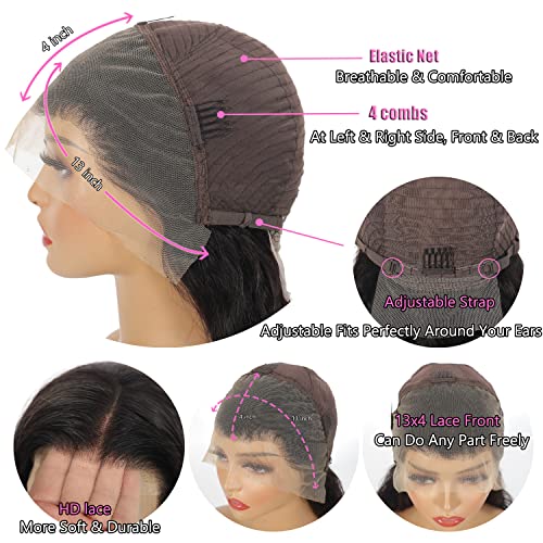 12inch Short Curly Bob Lace Front Wigs Human Hair 13x4 HD Transparent Bob Wigs Water Wave Wigs Pre Plucked Lace Wig for Black Women Natural Black 150% Density - Image 4