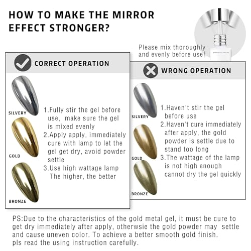 12ml Metallic Painting Nail Gel Polish, Bright Gold Liner Nail Art Polish, 3D Metal Mirror Effect High Gloss Shine Painted Drawing Liner Gel Chrome Soak Off UV/LED Manicure (Gold) - Image 4