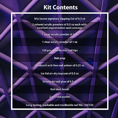 Mia Secret 13 Piece Odorless Dip Powder Nail Kit - White, Pink, Purple, Magenta Includes Primer - Image 3