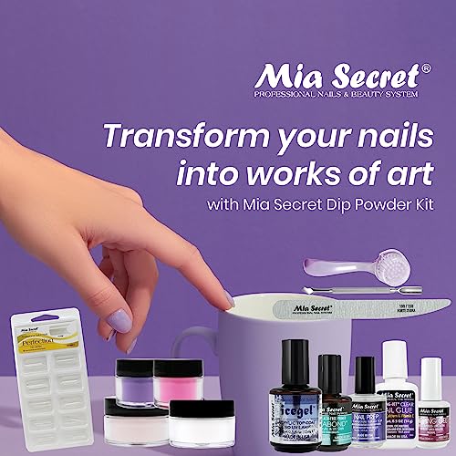 Mia Secret 13 Piece Odorless Dip Powder Nail Kit - White, Pink, Purple, Magenta Includes Primer - Image 2