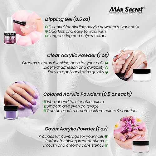 Mia Secret 13 Piece Odorless Dip Powder Nail Kit - White, Pink, Purple, Magenta Includes Primer - Image 4
