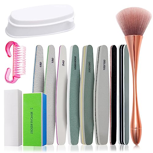 13-Piece Nail Dip Powder Kit with File, Buffer, Brush and Tray Set