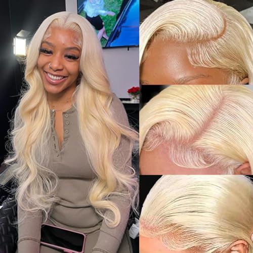 13x4 Blonde Lace Front Wigs Human Hair 613 Front Wig Human Hair 180% Density Body Wave Lace Front Wigs Human Hair Pre Plucked 24 inch 613 Frontal Wig Human Hair Glueless Wigs Human Hair