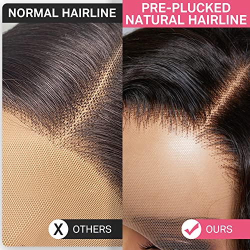13x4 Body Wave Lace Front Wigs Human Hair,180% Density Lace Front Wigs Human Hair for Women Glueless Wigs Human Hair Pre Plucked Natural Hairline Baby Hair HD Lace Natural 20 inch - Image 3