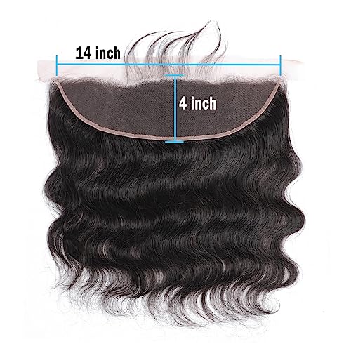 13x4 Body Wave 14 Inch Brazilian Virgin Human Hair Lace Frontal Closure 180% Density - Image 2