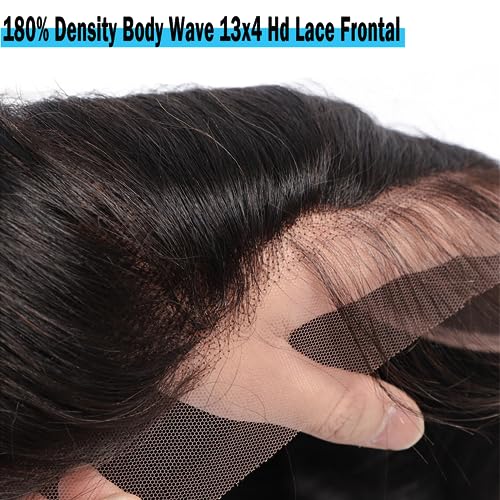 13x4 Body Wave 14 Inch Brazilian Virgin Human Hair Lace Frontal Closure 180% Density - Image 5