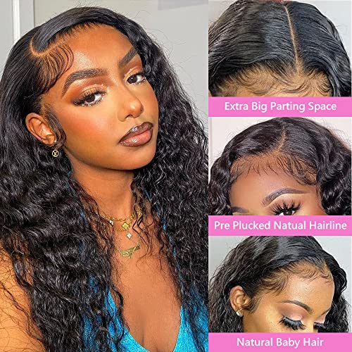 13x4 Deep Wave Lace Front Wigs Human Hair 20 inch Curly Lace Front Wig Human Hair Deep Wave Wig for Women Pre Plucked with Baby Hair HD Transparent Lace Frontal Wigs Human Hair 180% Density - Image 5