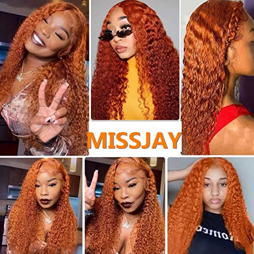 13x4 Ginger Orange HD Transparent Lace Front Wigs Human Hair Deep Wave Colored Human Hair Wigs for Black Women Curly Wigs Pre Plucked with Baby Hair 180 Density (20 Inch) - Image 6