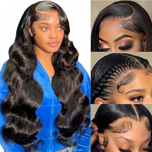 13x4 HD Lace Front Wigs Human Hair 180% Density Body Wave Lace Front Wigs Human Hair Pre Plucked 13x4 Hd Lace Frontal Wigs Human Hair Hd Lace Front Wigs for Black Women Human Hair Natural Color