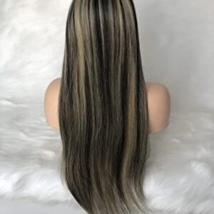 13x4 Straight Ombre 1b/613 Highlight Lace Front Human Hair Wig 16 Inch 150% Density