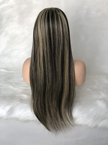 13x4 Straight Ombre 1b/613 Highlight Lace Front Human Hair Wig 16 Inch 150% Density