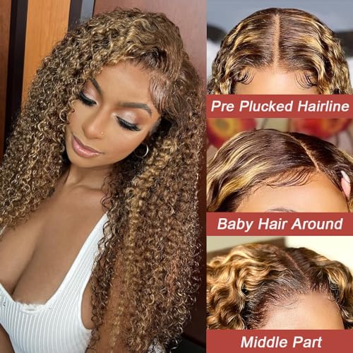 Honey Blonde 22 Inch Water Wave 13x5 Full Lace Human Hair Wig 200% Density - Image 2
