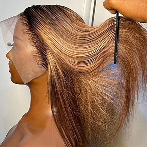 13x5 HD Honey Blonde Lace Front Wigs Human Hair Wigs for Black Women 180 Density Ombre Straight T Lace Frontal Wigs Human Hair Pre Plucked with Baby Hair Natural Hairline(24 Inch) - Image 4