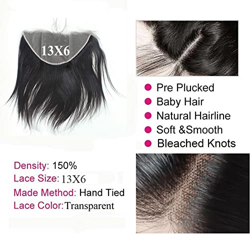 13X6 100 Real Soft Brazilian Hair Pre Plucked Full Lace Frontals Straight Human Hair Pieces 18 Inch Ear To Ear Transparent Lace Frontal Closure With Natural Hairline - Image 2