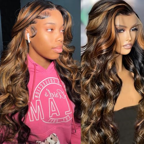 13x6 Body Wave Lace Front Wig 1B/30 Human Hair 26 Inch 180% Density