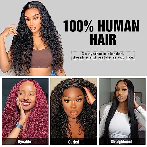 13x6 Deep Wave HD Lace Front Wigs Human Hair, Loose Deep Wave Transparent Lace Frontal Wig 180% Density, Pre-Plulcked Water Wave Wig 28 inch - Image 2