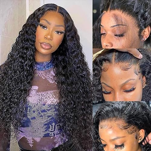 13x6 HD Transparent Lace Front wigs Human Hair Frontal Wigs Human Hair for Women Glueless Wigs Curly Wigs Human Hair Wig Pre Plucked with Baby Hair Natural Hairline 20 Inch