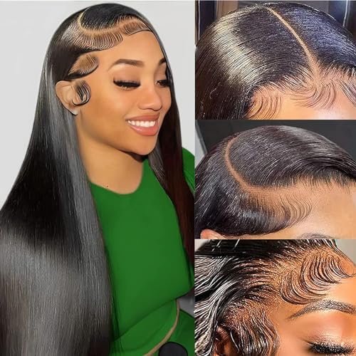 26 Inch Straight Human Hair 13x6 Lace Front Wig for Black Women Pre Plucked Glueless