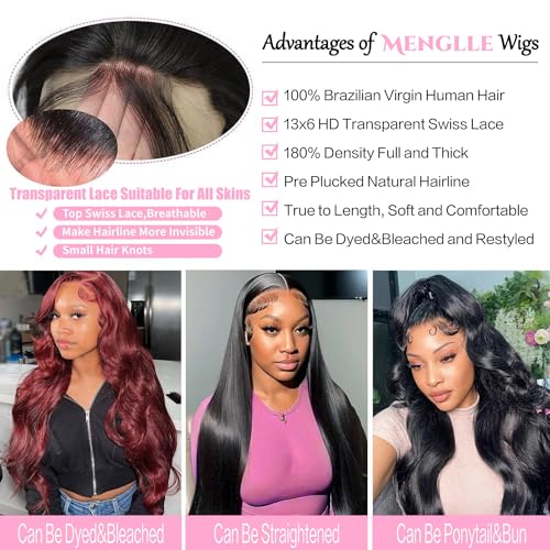 34 Inch 180 Density 13x6 Body Wave Pre Plucked Human Hair Lace Front Wig - Image 4