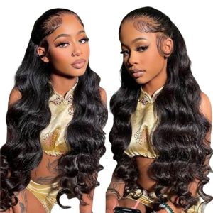 13x6 Lace Front Wigs Human Hair 200 Density HD Lace Front Wigs Human Hair Body Wave Lace Front Wigs Human Hair Pre Plucked With Baby Hair for Black Women 28 Inch