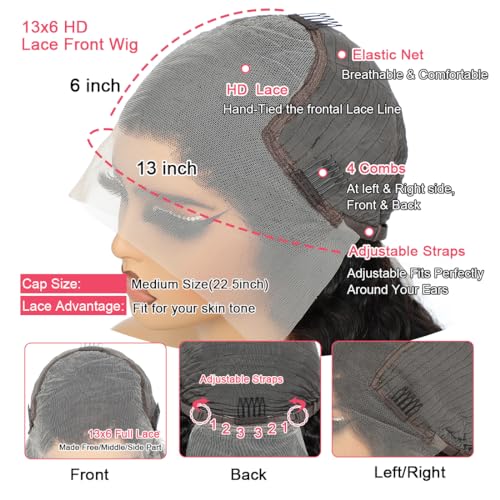 13x6 Lace Front Wigs Human Hair Pre Plucked 200 Density Body Wave HD Lace Front Wigs for Women Human Hair Glueless (26 Inch, Natural Color) - Image 5