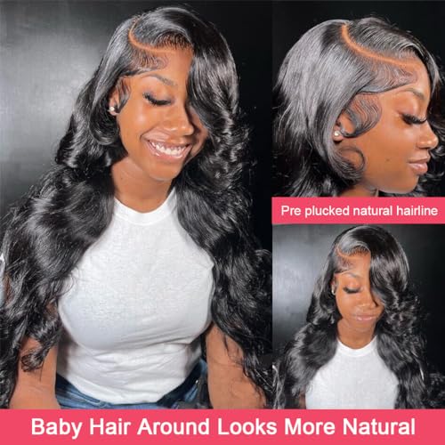 13x6 Lace Front Wigs Human Hair Pre Plucked 200 Density Body Wave HD Lace Front Wigs for Women Human Hair Glueless (26 Inch, Natural Color) - Image 2