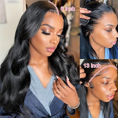 13x6 Lace Front Wigs Human Hair Pre Plucked 200 Density Body Wave HD Lace Front Wigs for Women Human Hair Glueless (26 Inch, Natural Color) - Image 3