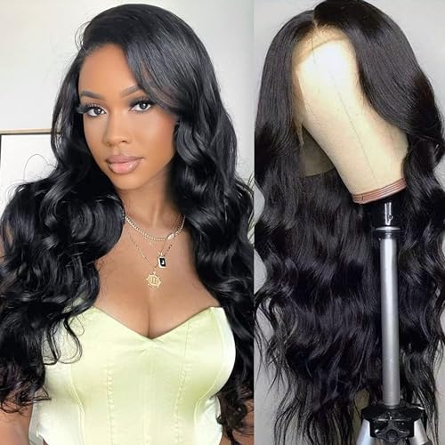 13x6 Lace Front Wigs Human Hair Pre Plucked Body Wave Wigs for Black Women HD Lace Frontal Wig 26 Inch 180% Density Glueless Wigs Human Hair with Baby Hair Natural Hairline