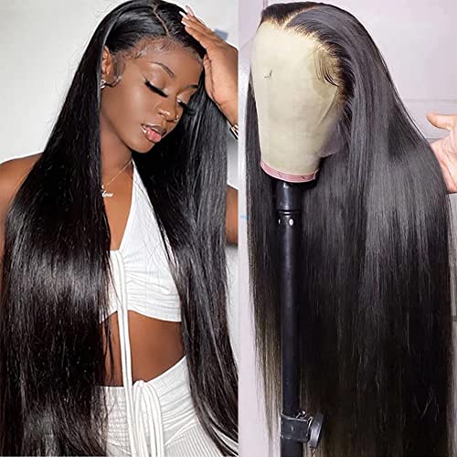 13×4 Straight Lace Front Wigs Human Hair Lace Frontal Wigs Brazilian Virgin Wigs for Women Pre Plucked with Baby Hair 180% Density Natural Color 26 Inch