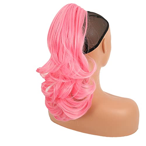 14 Inch Curly Pinkish Synthetic Claw Clip-In Ponytail Extension for Women and Girls - Image 4