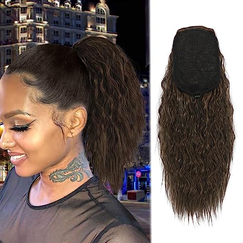 14 Inch Corn Wave Drawstring Ponytail Hair Extension for Black Women Color 4/27