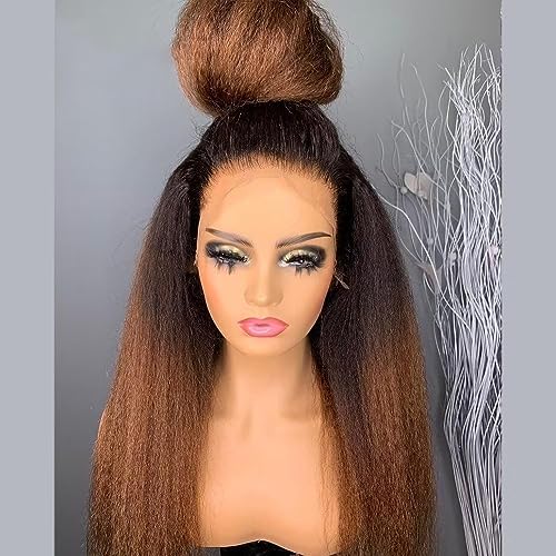 14-Inch Ombre Kinky Straight 360 Lace Front Wig Natural Look Comfort
