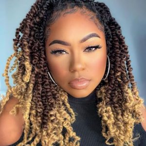 14 Inch Pre-twisted Passion Twist Crochet Hair for Black Women 8 Packs Passion Twist Hair Pre-looped Crochet Hair Braids Bohemian Twists Synthetic Braiding Hair Extensions (12Strands/Pack, T1B/30/27#)