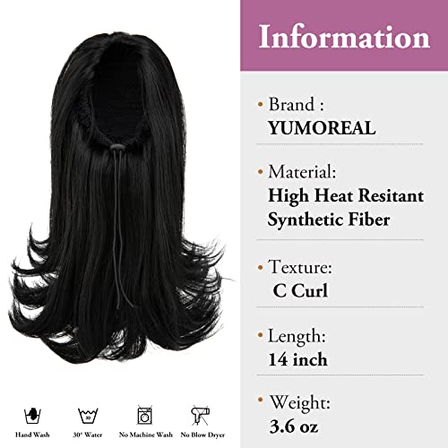 14 Inch Short Curly Black Synthetic Drawstring Ponytail Extension for Women and Girls - Image 2