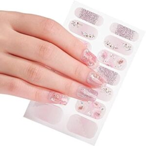 14 Pieces/Sheet Nails Polish Strips for Women Self-Adhesive Warm Color Nails Polish Sticker Full Nail Wraps for Nail Art