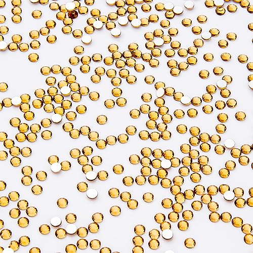 1440Pcs Topaz Crystal Rhinestones,Glass Flatback Rhinestones Gemstones Mini for Nail Face Makeup Art Crafts Clothes Decoration -(SS10,2.8mm,Topaz)