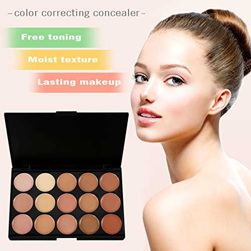 15 Colors Contour Palette Kit Camouflage Concealer Palette Christmas Gifts Eyeshadow Face Cream Makeup Foundation Kit Combination with Powder Brush for Professional and Daily Use - Image 6
