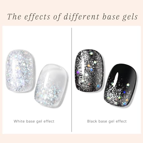 15ml Glitter Silver Gel Nail Polish, Sparkle Silver Holographic Sequins Glitter Gel Polish, High Shine Long Lasting Glossy Gel Polish Soak off UV LED Nail Art Manicure DIY Salon Home#2 - Image 4