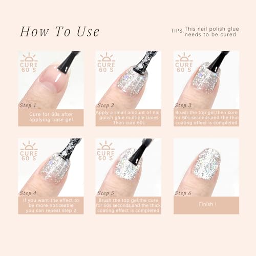 15ml Glitter Silver Gel Nail Polish, Sparkle Silver Holographic Sequins Glitter Gel Polish, High Shine Long Lasting Glossy Gel Polish Soak off UV LED Nail Art Manicure DIY Salon Home#2 - Image 6