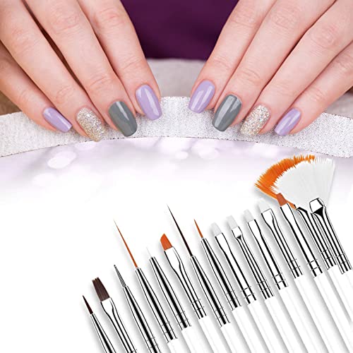 15pc White Acrylic Nail Art Pens and Polish Brushes for DIY & Professional Use - Image 5