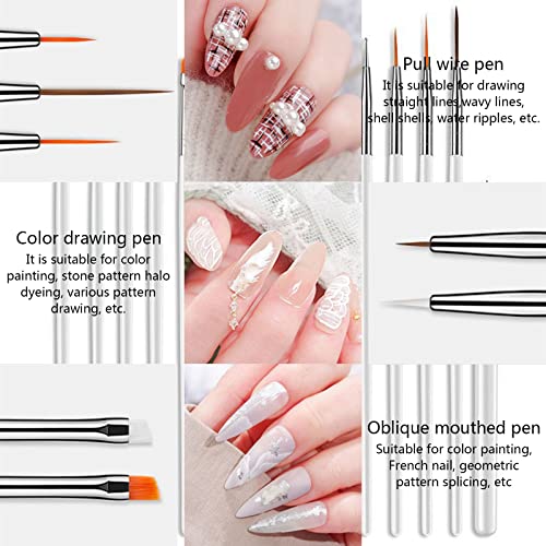 15pc White Acrylic Nail Art Pens and Polish Brushes for DIY & Professional Use - Image 3