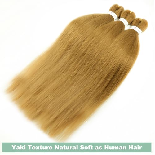 16 Inch Honey Blonde Synthetic Braiding Hair Pre-Stretched Crochet Extensions - 3 Packs - Image 5