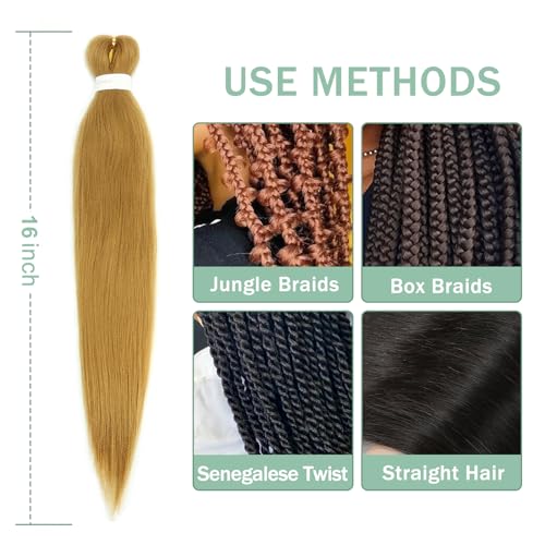 16 Inch Honey Blonde Synthetic Braiding Hair Pre-Stretched Crochet Extensions - 3 Packs - Image 4