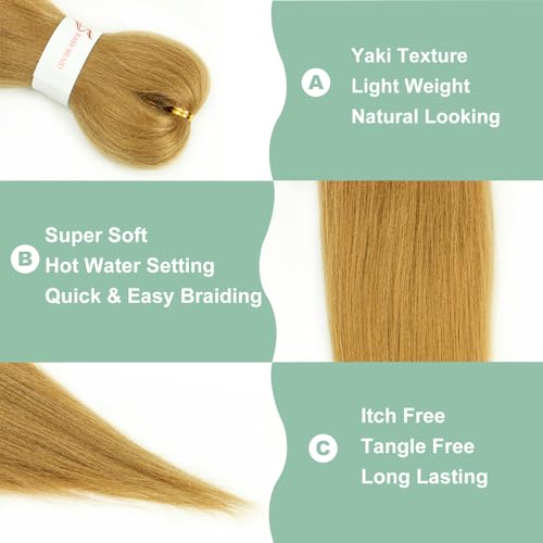 16 Inch Honey Blonde Synthetic Braiding Hair Pre-Stretched Crochet Extensions - 3 Packs - Image 3