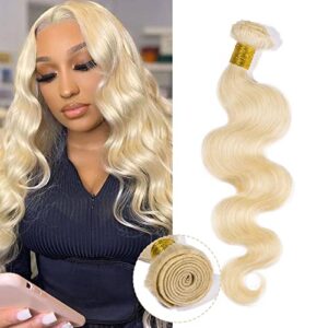 16 Inch Body Wave Unprocessed Brazilian Virgin Human Hair Extensions 100g Bundle Bleach Blonde