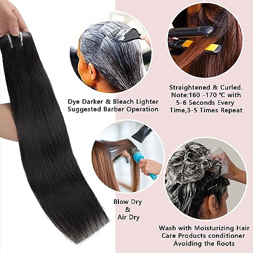 16 inch Seamless Clip in Hair Extensions Human Hair 110g 7pcs Invisible Clip in Hair Extensions Black Women PU Weft Real Human Hair Extensions Clip ins Hair Pieces 1B Natural Black Straight - Image 5