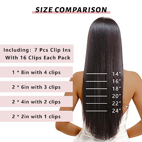 16 inch Seamless Clip in Hair Extensions Human Hair 110g 7pcs Invisible Clip in Hair Extensions Black Women PU Weft Real Human Hair Extensions Clip ins Hair Pieces 1B Natural Black Straight - Image 7