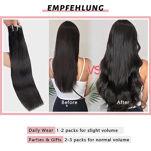 16 inch Seamless Clip in Hair Extensions Human Hair 110g 7pcs Invisible Clip in Hair Extensions Black Women PU Weft Real Human Hair Extensions Clip ins Hair Pieces 1B Natural Black Straight - Image 6