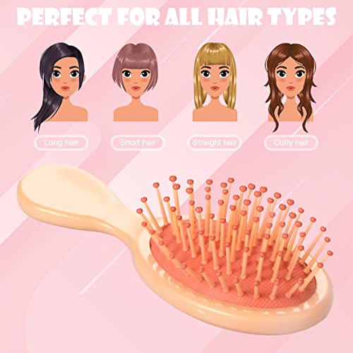 16 Pack Mini Hair Brush, Travel Detangling Brush ANSLCA Bulk Hair Brushes Set - Include 8 Mini Brush for Hair + 8 Fine Wide Hair Combs Wet Dry Hair for Girls Kids Women Boys Men, Multicolor - Image 2